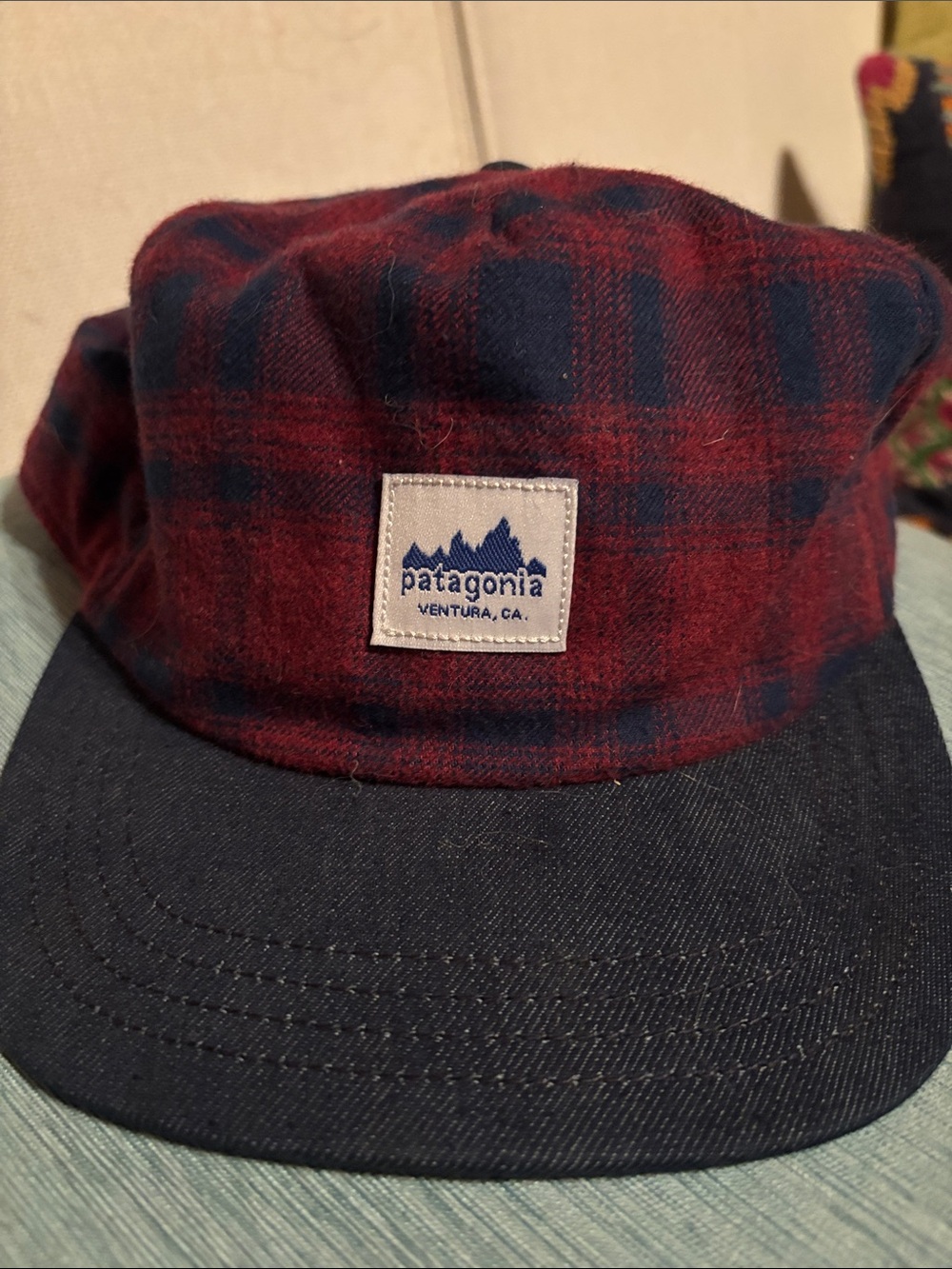 Patagonia Red and Navy Plaid Camp Cap